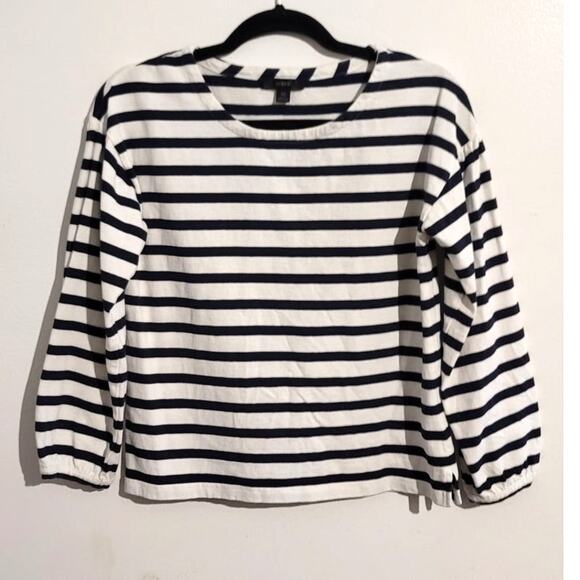 J Crew Mariner Cloth Puff Sleeve Striped Top XS - Picture 2 of 10
